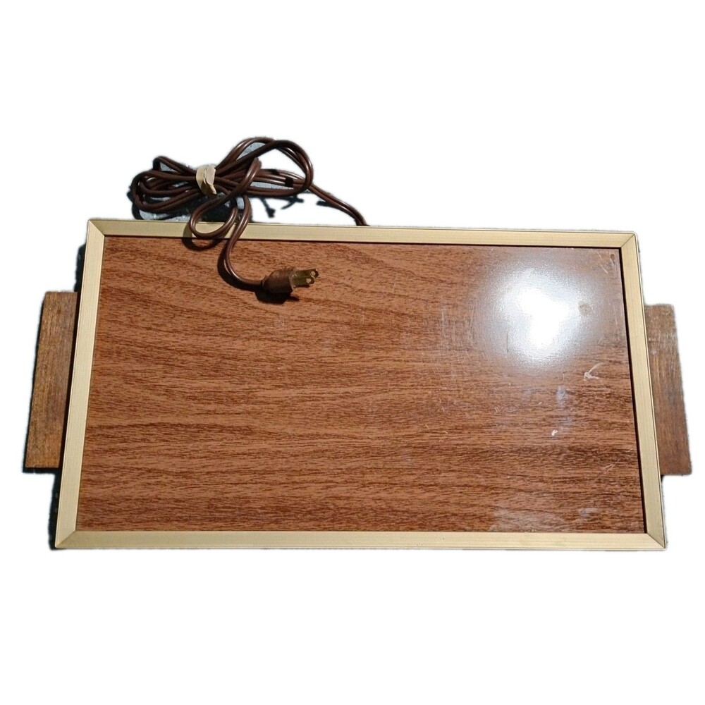 Vtg Cornwall Devon Wood Grain Warming Tray  Kitchen Warmer Tested 8x15 Warm Area